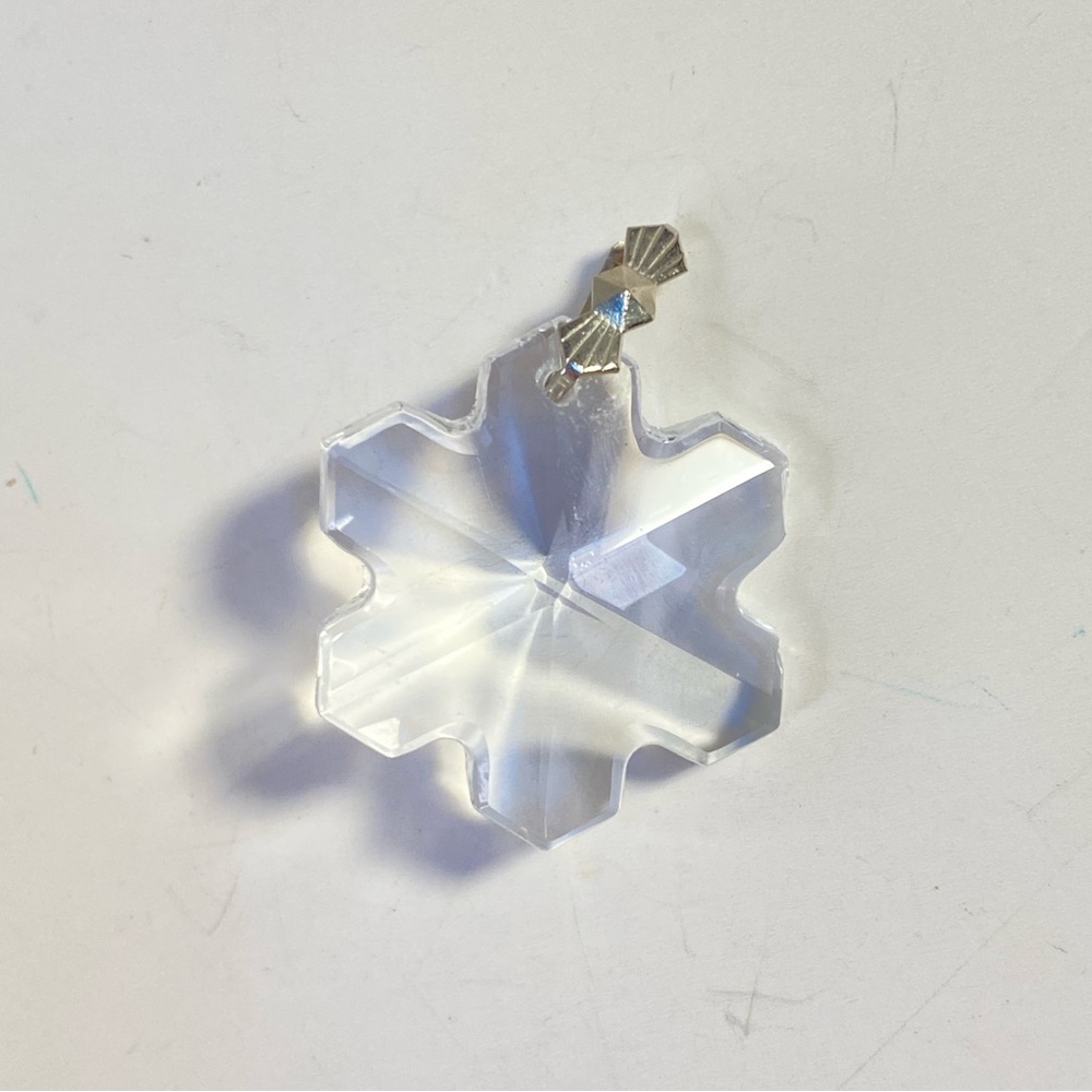 Vintage Glass Crystal Snowflake Suncatcher With Silver-Tone Cap
